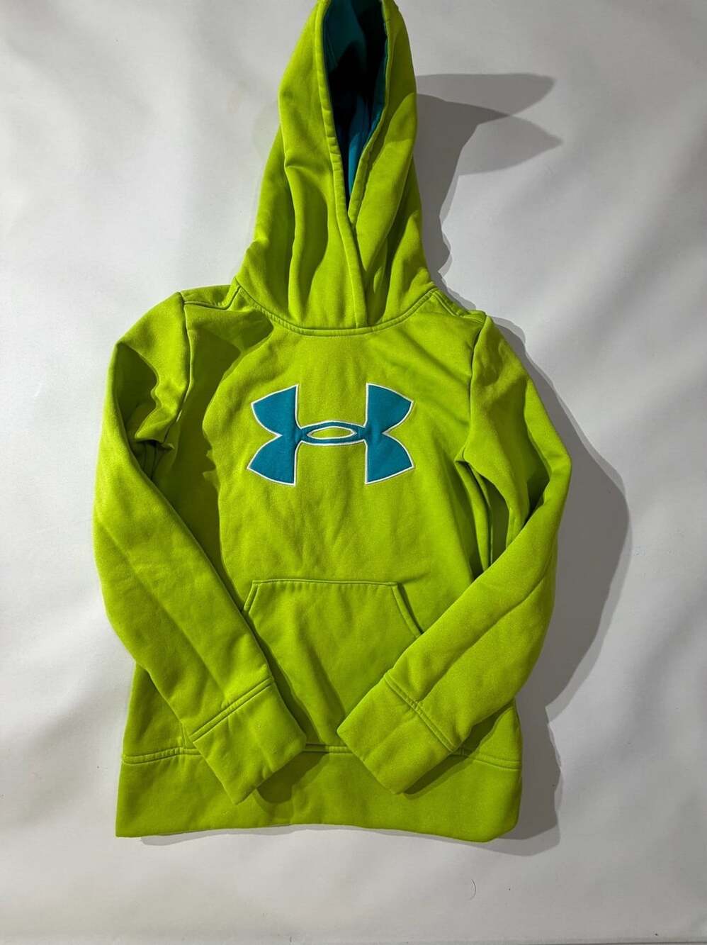 Under Armour Youth Lime Green Teal Big Logo Fleece Hoodie